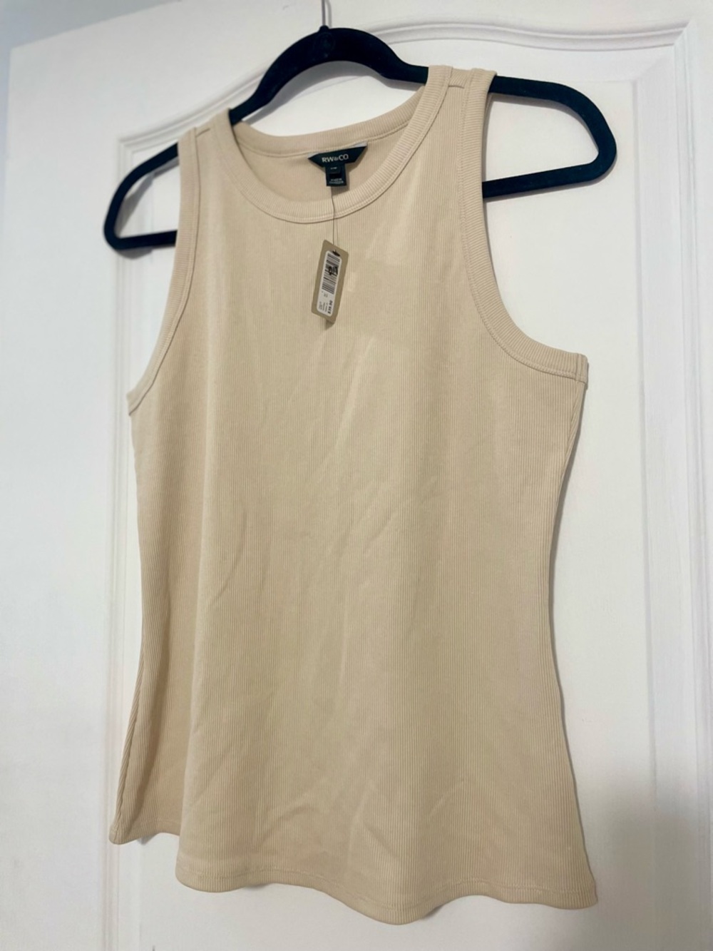 NWT - RW&CO. Beige Ribbed Tank Top, Size Large